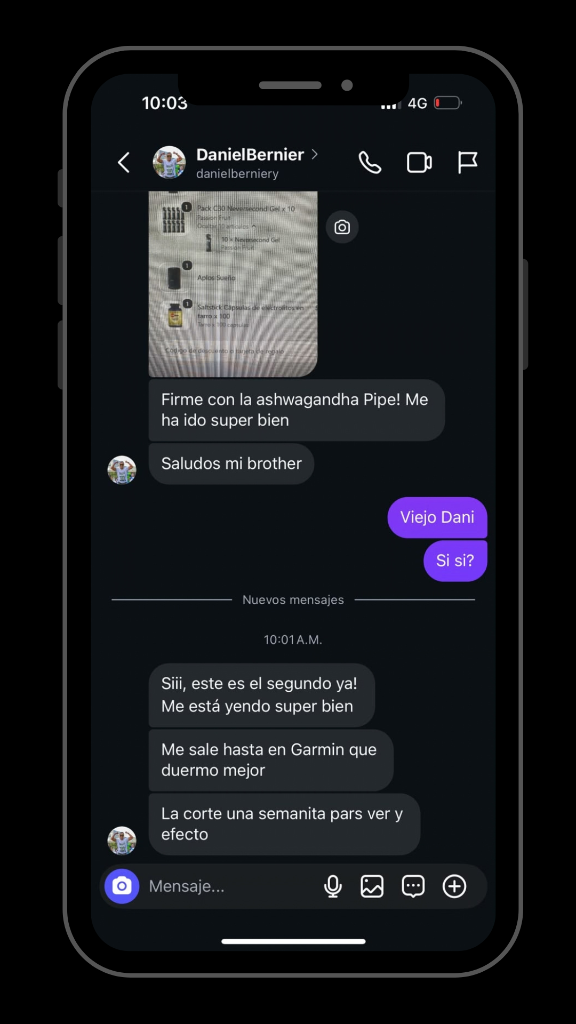 Testimonio de Daniel Bernier por Instagram sobre Aplós y Garmin
